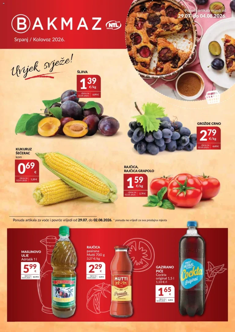 Bakmaz katalog akcija strana 1 – vrijedi od 29.7. do 4.8.2026.