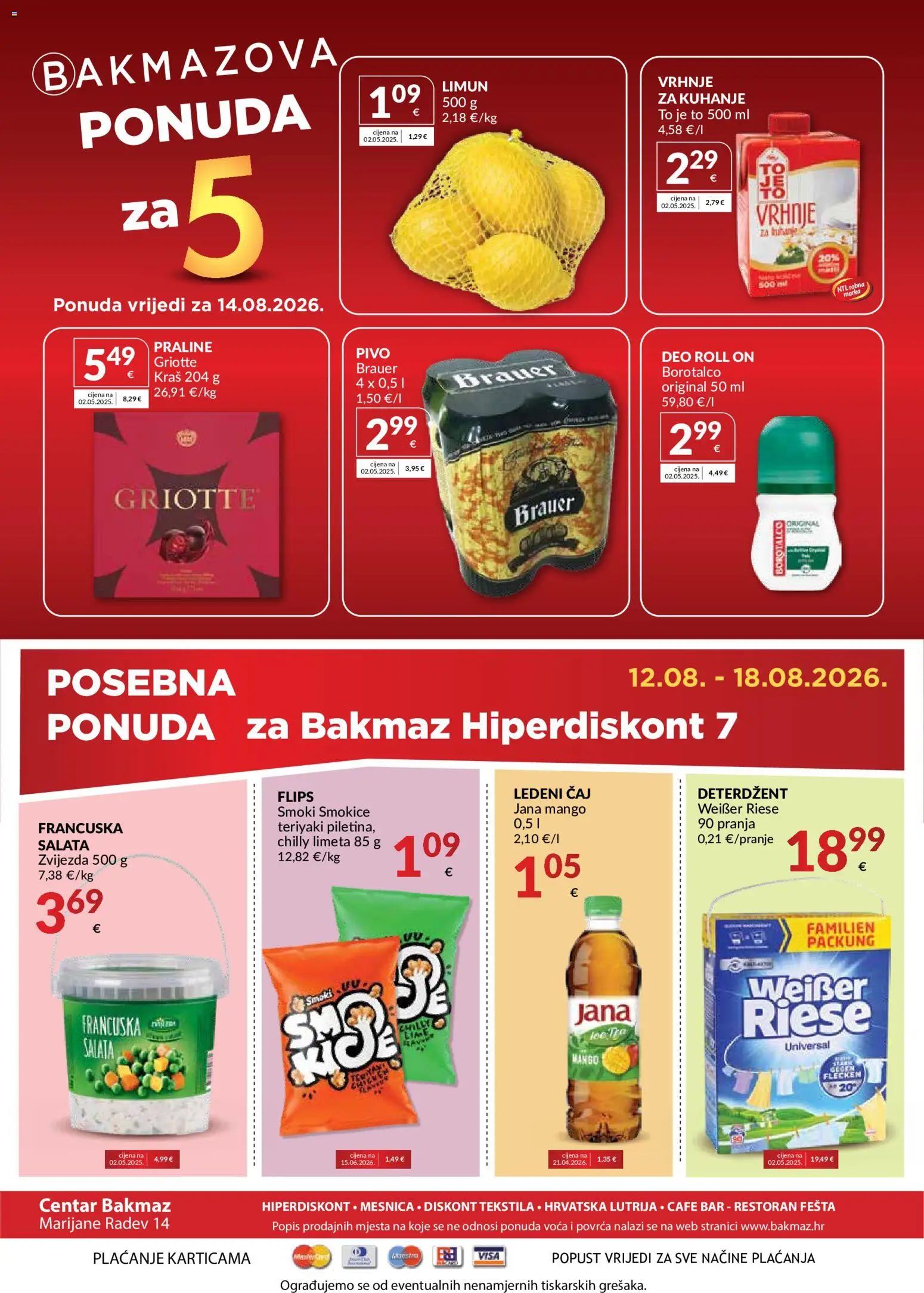 Bakmaz katalog akcija strana 8 – vrijedi od 12.8. do 18.8.2026.