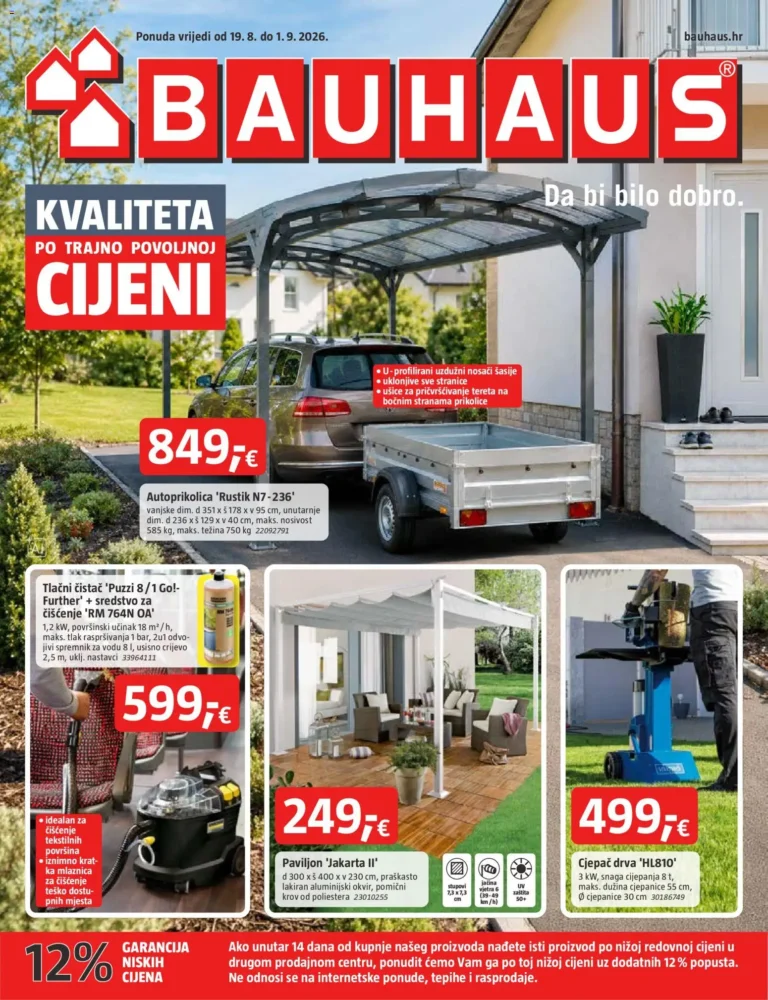 Bauhaus katalog akcija strana 1 – vrijedi od 19.8. do 1.9.2026.