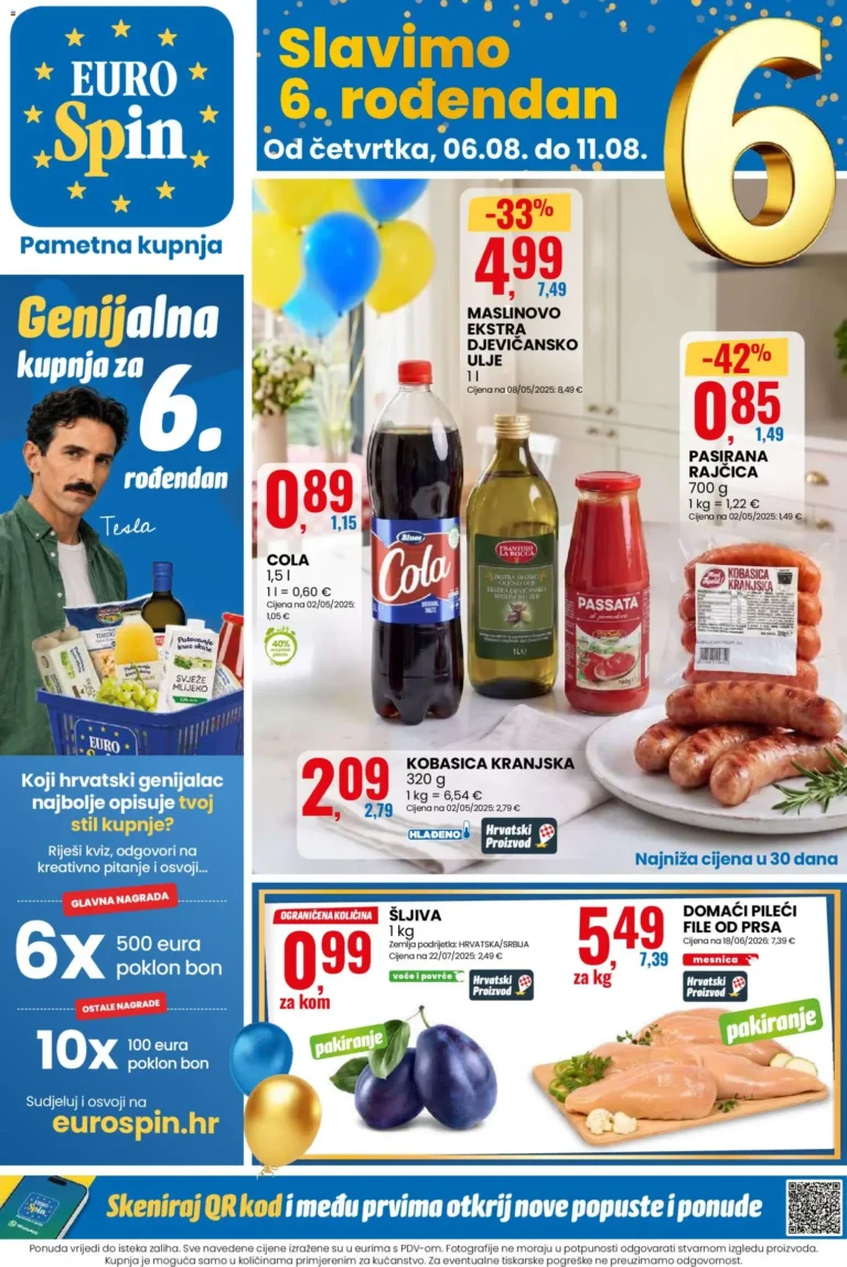 Eurospin katalog akcija strana 1 – vrijedi od 6.8. do 11.8.2026.