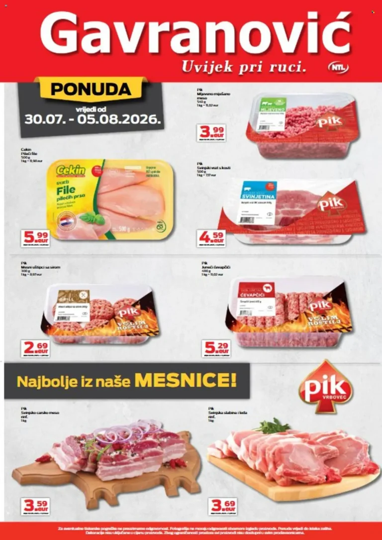 Gavranović katalog akcija strana 1 – vrijedi od 30.7. do 5.8.2026.