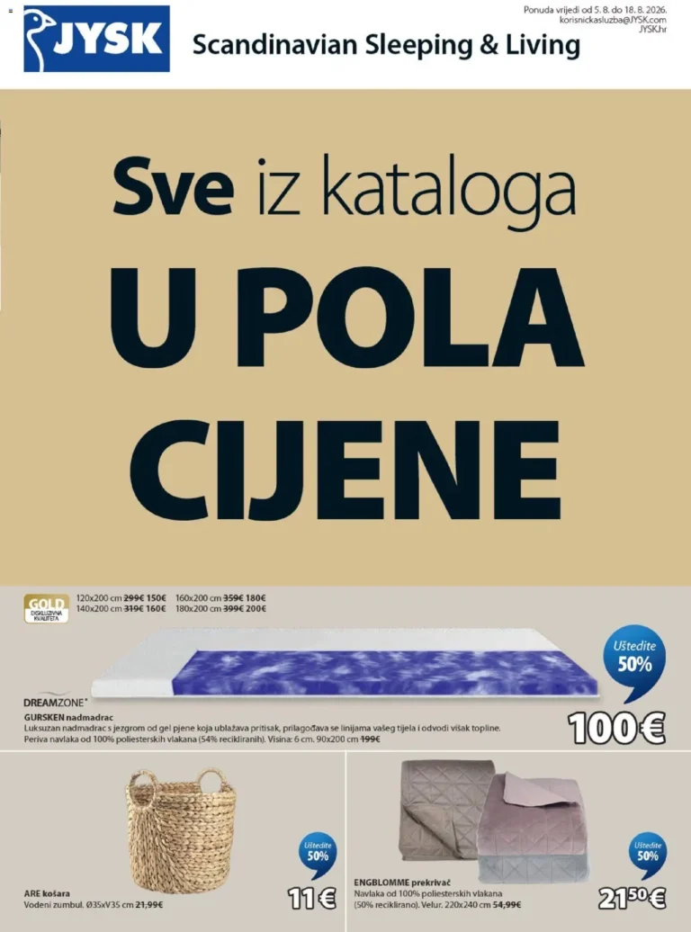 JYSK katalog akcija strana 1 – vrijedi od 5.8. do 18.8.2026.
