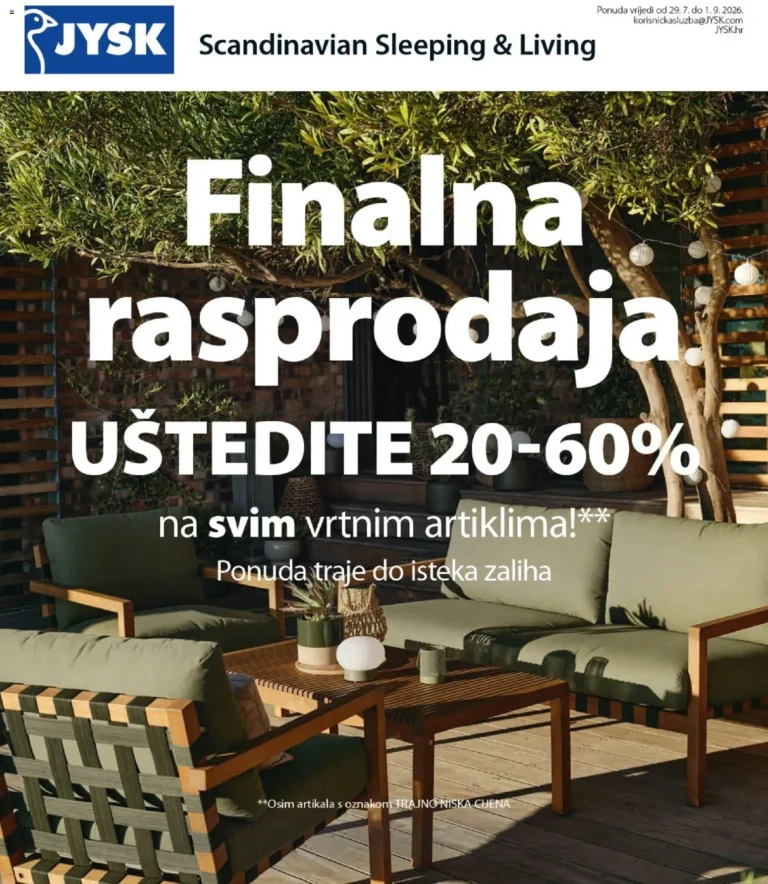 JYSK katalog akcija strana 1 – vrijedi od 29.7. do 1.9.2026.