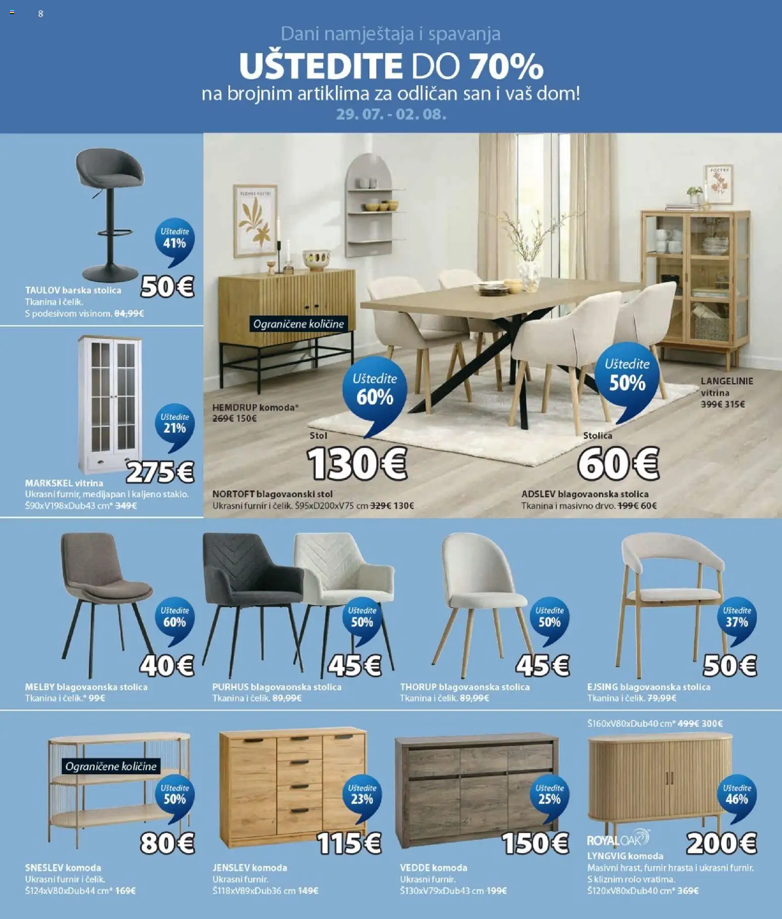 JYSK katalog akcija strana 8 – vrijedi od 29.7. do 1.9.2026.