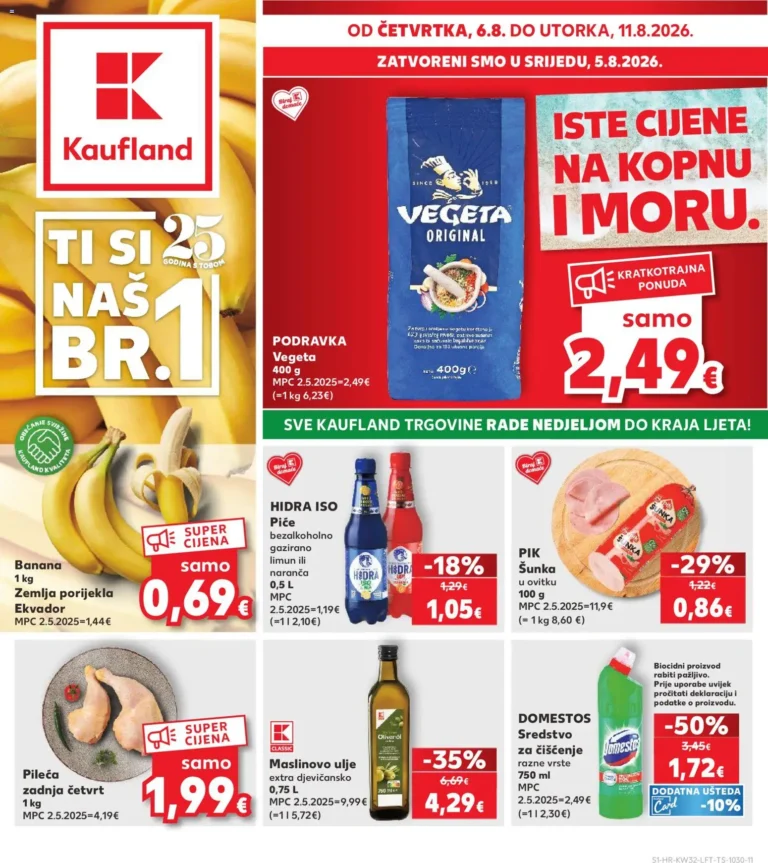 Kaufland katalog akcija strana 1 – vrijedi od 6.8. do 11.8.2026.