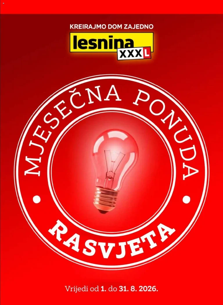Lesnina katalog akcija strana 1 – vrijedi od 1.8. do 31.8.2026.