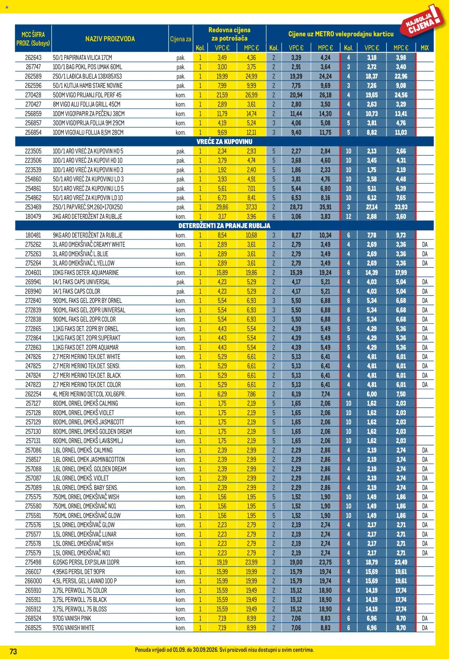 Metro katalog akcija strana 73 – vrijedi od 1.9. do 30.9.2026.