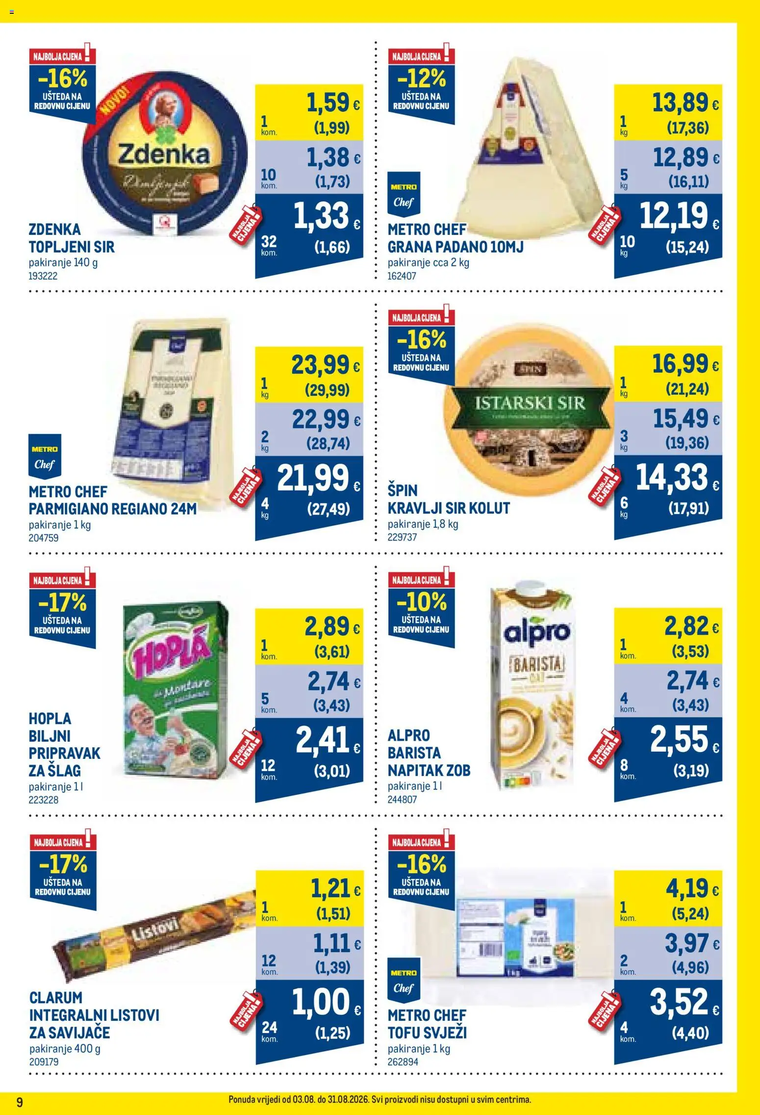 Metro katalog akcija strana 9 – vrijedi od 3.8. do 31.8.2026.