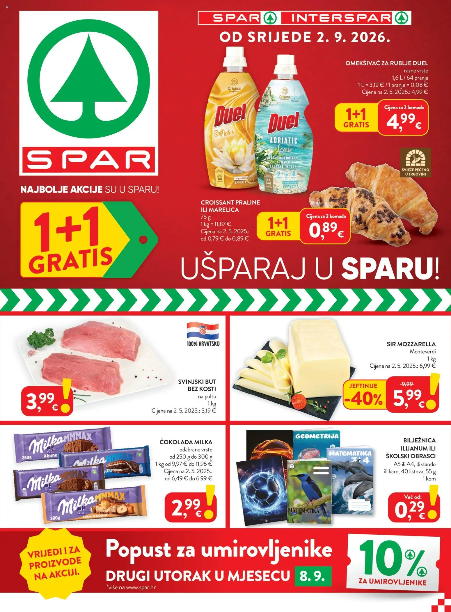 Spar katalog akcija strana 1 – vrijedi od 2.9. do 8.9.2026.