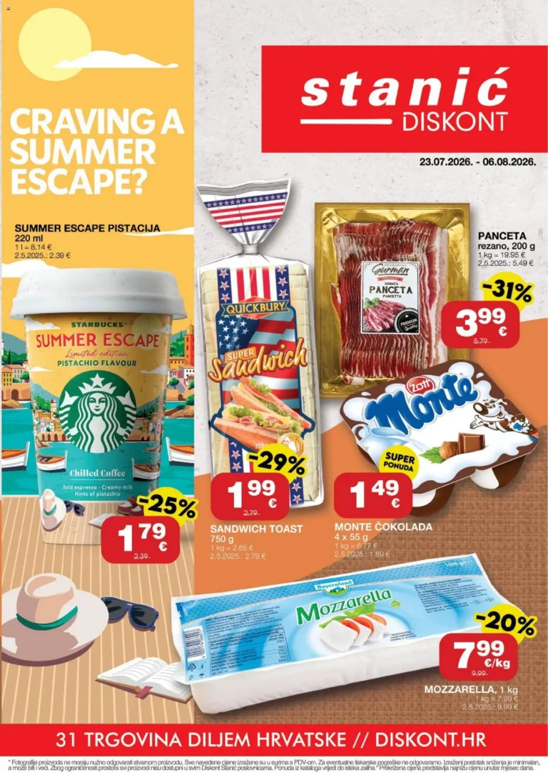 Stanić Diskont katalog akcija strana 1 – vrijedi od 23.7. do 6.8.2026.