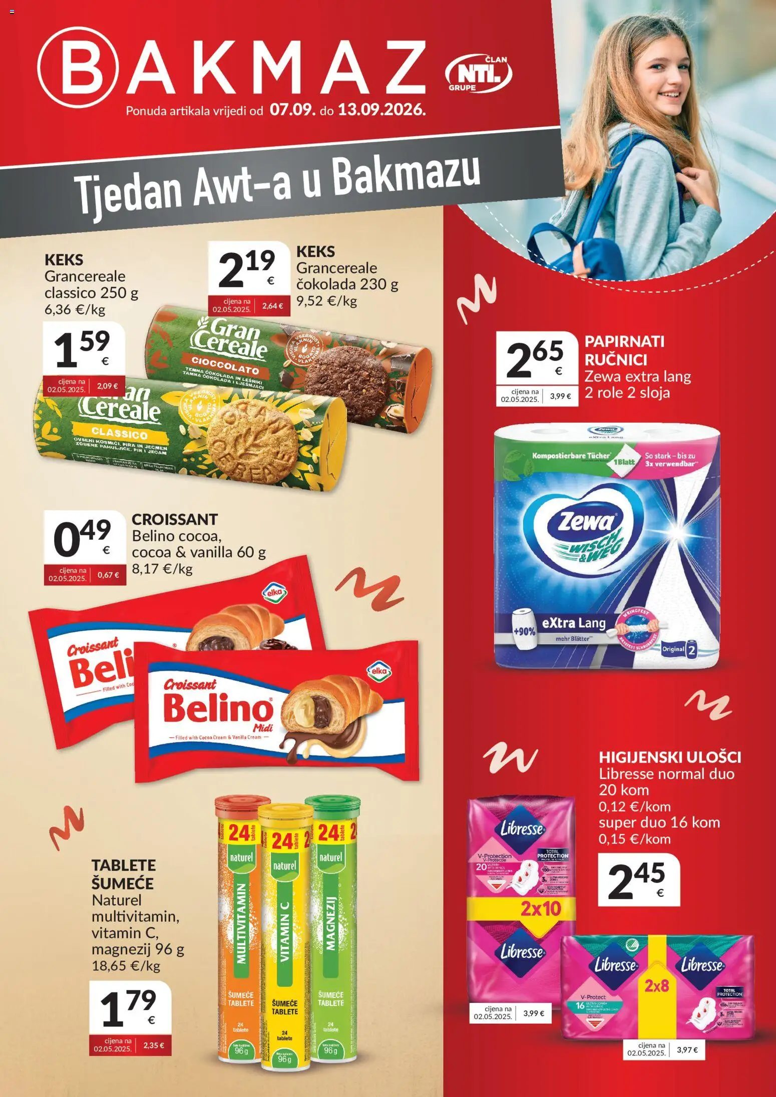 Bakmaz katalog akcija strana 1 – vrijedi od 7.9. do 13.9.2026.