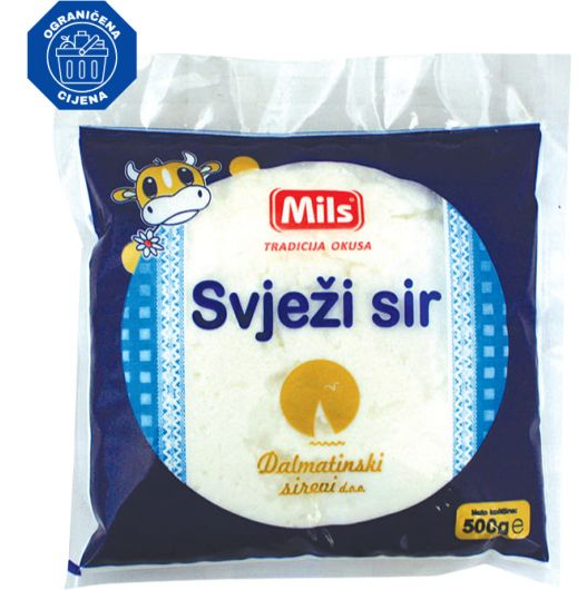 Dalmatinski Sirevi Sir Svježi Vrećica 0.500 kg