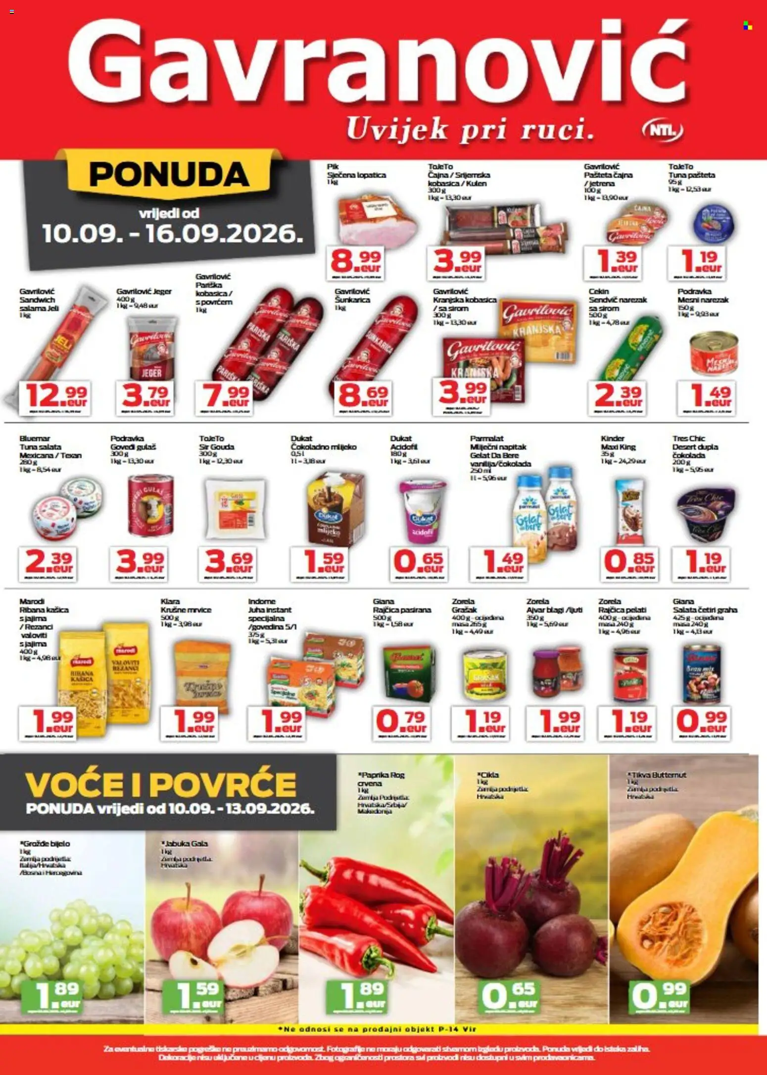 Gavranović katalog akcija strana 2 – vrijedi od 10.9. do 16.9.2026.