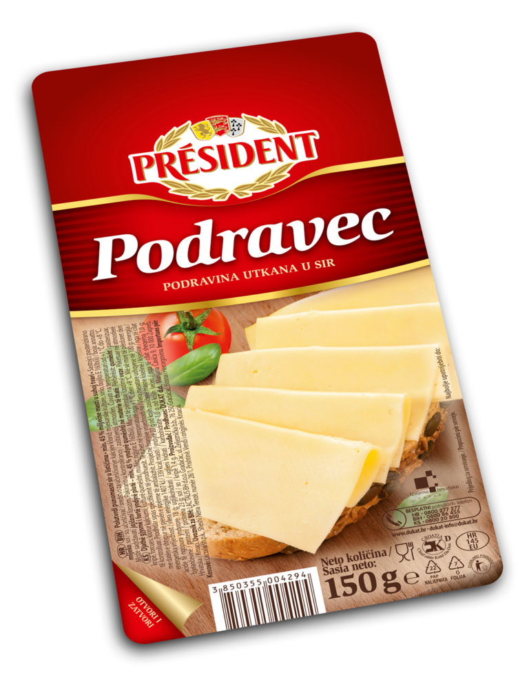 President Sir Podravec rezani 0.150 kg