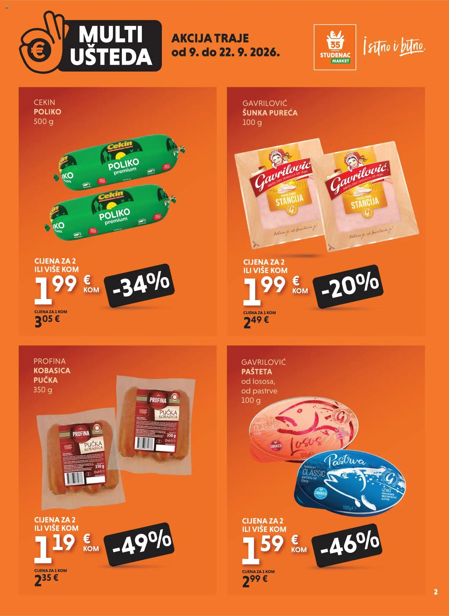 Studenac katalog akcija strana 2 – vrijedi od 9.9. do 22.9.2026.