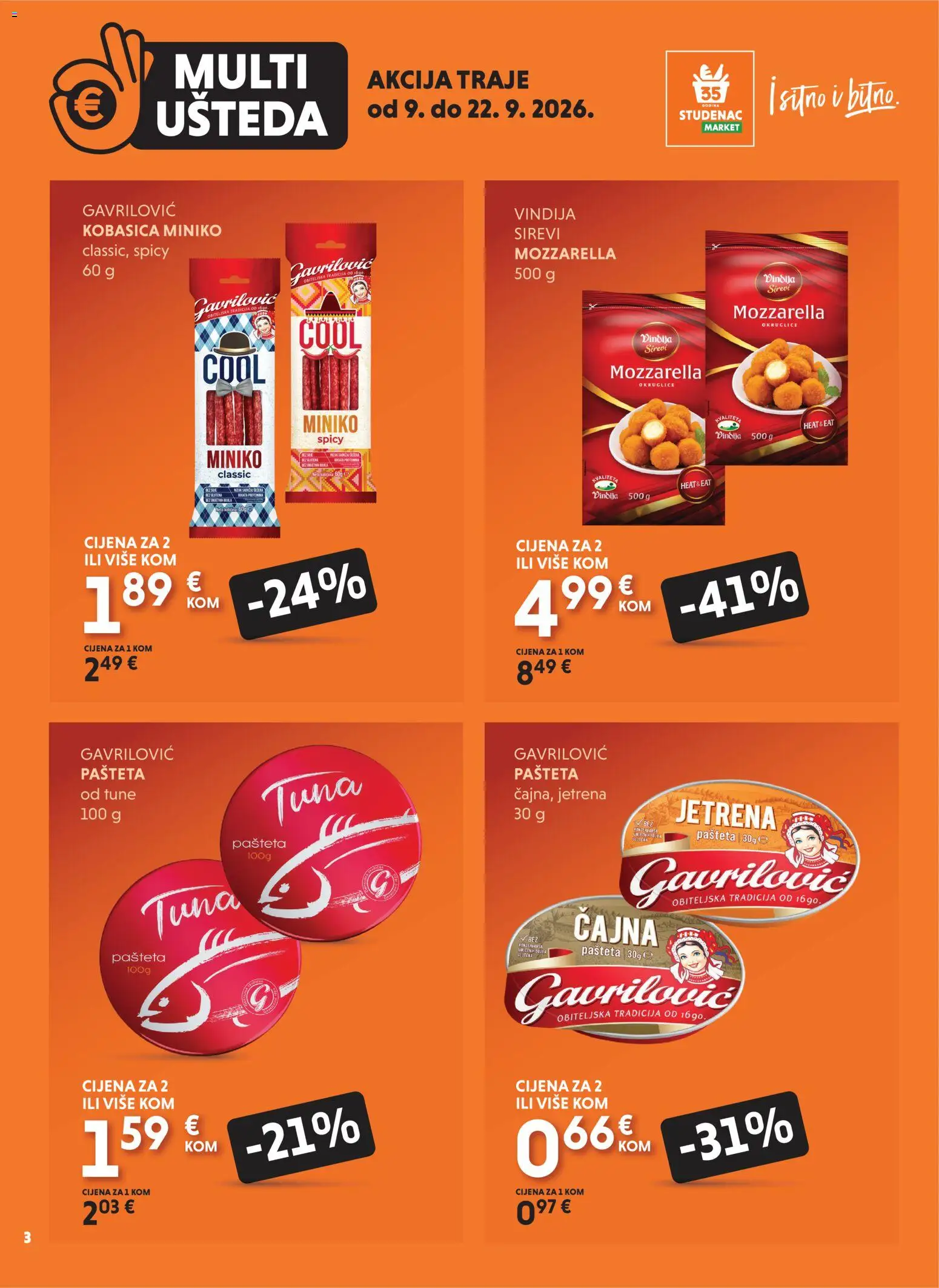 Studenac katalog akcija strana 3 – vrijedi od 9.9. do 22.9.2026.