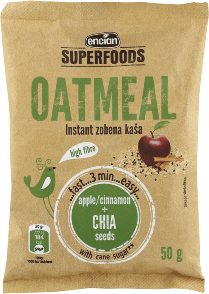 Encian Zobena kaša s jabukama, cimetom i chia sjemenkama 0.050 kg