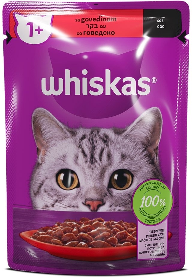 Whiskas 1+ Govedina u Umaku 0.085 kg